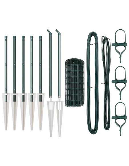 Recinzione Euro  con 7 Pali a Punta 0.6x10 m Acciaio Galvanizzato Verde