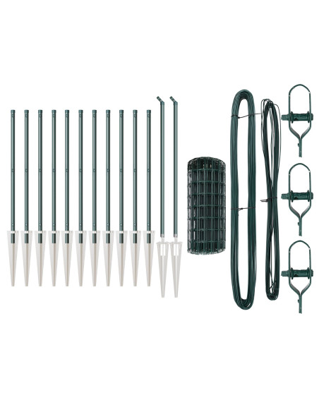 Recinzione Euro  con 13 Picchetti 0.4x25 m Acciaio Galvanizzato Verde