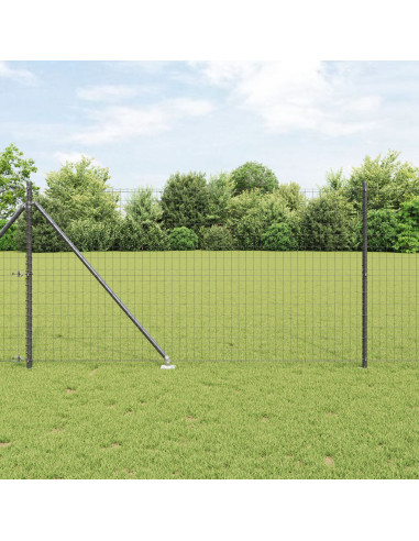 Recinzione con Posto Grigio 1 x 10 m Acciaio e PVC