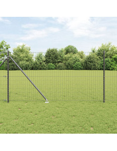 Recinzione con Posto Grigio 1 x 10 m Acciaio e PVC