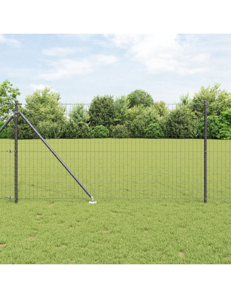 Recinzione Euro con 7 Pali a Spillo 1x10 m in Acciaio Zincato Grigio