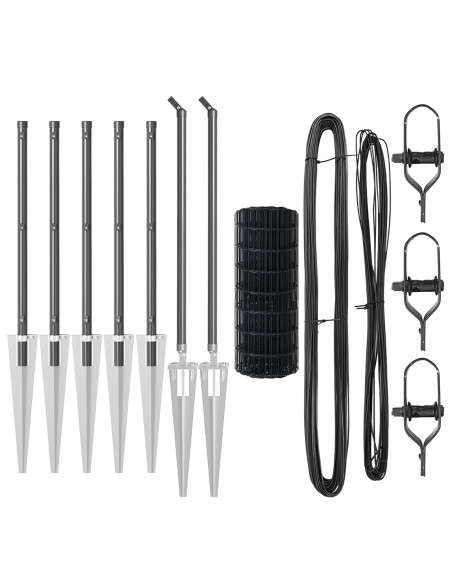 Recinzione con Posto Grigio 0,4 x 10 m Acciaio e PVC