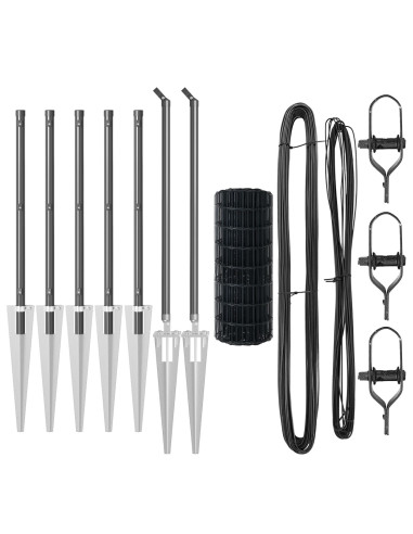 Recinzione con Posto Grigio 0,8 x 10 m Acciaio e PVC