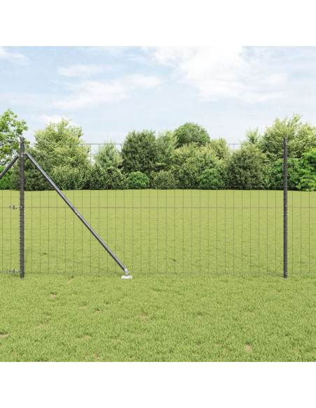 Recinzione con Posto Grigio 1,4 x 10 m Acciaio e PVC