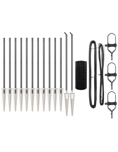 Recinzione con Posto Grigio 0,6 x 25 m Acciaio e PVC