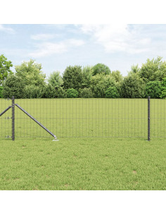Recinzione con Posto Grigio 0,6 x 25 m Acciaio e PVC