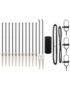 Recinzione con Posto Grigio 0,4 x 25 m Acciaio e PVC