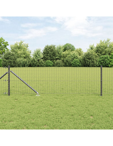 Recinzione con Posto Grigio 0,6 x 50 m Acciaio e PVC