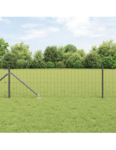 Recinzione con Posto Grigio 0,6 x 50 m Acciaio e PVC