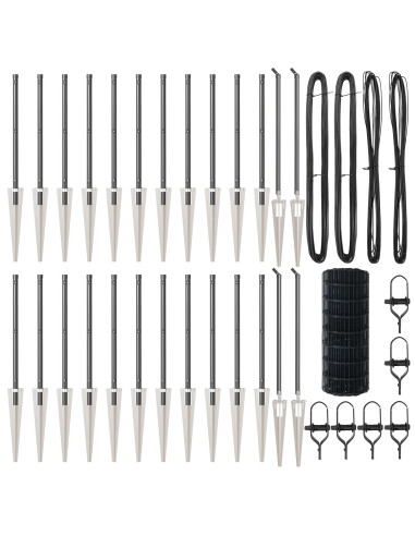 Recinzione con Posto Grigio 0,6 x 50 m Acciaio e PVC