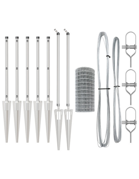 Recinzione Euro  con 7 Picchetti Spike 1x10 m Acciaio Galvanizzato