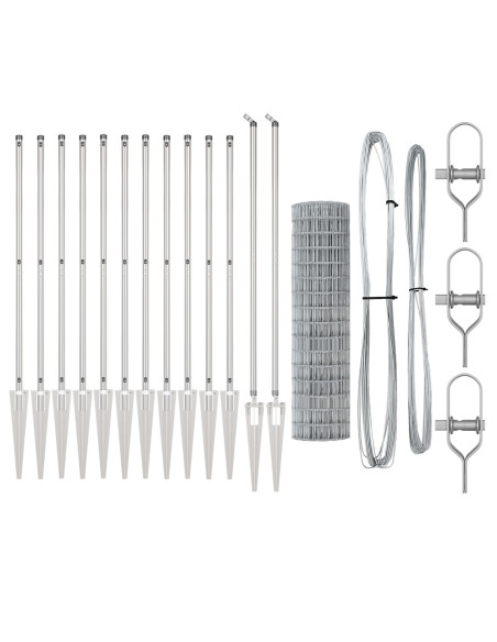 Recinzione Euro  con 13 picchetti ad ancoraggio 1.2x25 m Acciaio Zincato