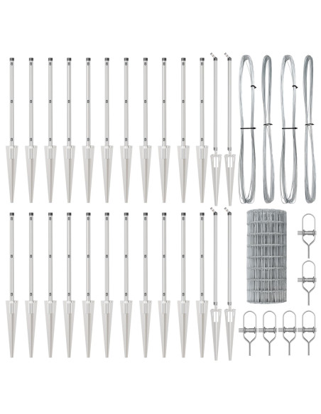 Recinzione Euro  con 13 Picchetti 0.6x50 m Acciaio Zincato
