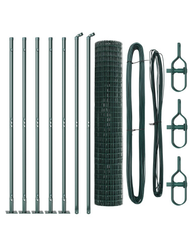 Recinzione con pali. Verde 1.6 x 10 m Acciaio