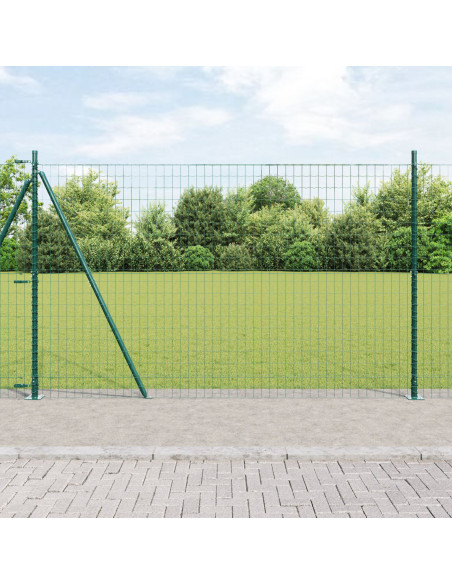 Recinzione Euro con 7 Pali Flangiati 1.6x10 m Acciaio Zincato
