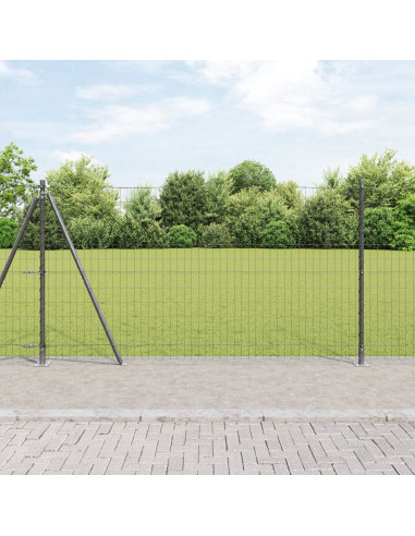 Recinzione con Posto Grigio 1,2 x 10 m Acciaio e PVC