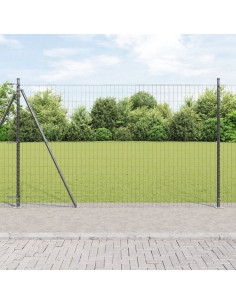 Recinzione con Posto Grigio 1,4 x 10 m Acciaio e PVC