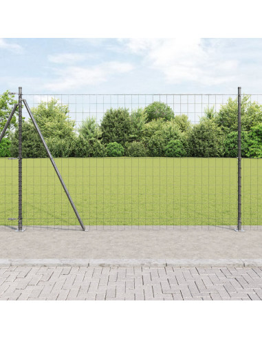 Recinzione con Posto Grigio 1,4 x 10 m Acciaio e PVC