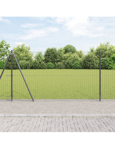 Recinzione con Posto Grigio 1,2 x 25 m Acciaio e PVC