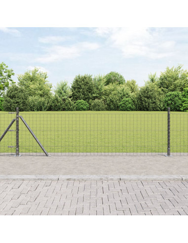 Recinzione con Posto Grigio 0,4 x 50 m Acciaio e PVC