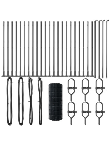 Recinzione con Posto Grigio 0,6 x 50 m Acciaio e PVC