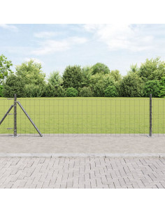 Recinzione con Posto Grigio 0,4 x 50 m Acciaio e PVC