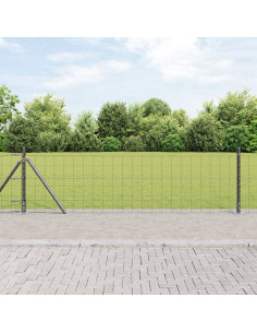 Recinzione con Posto Grigio 0,6 x 50 m Acciaio e PVC