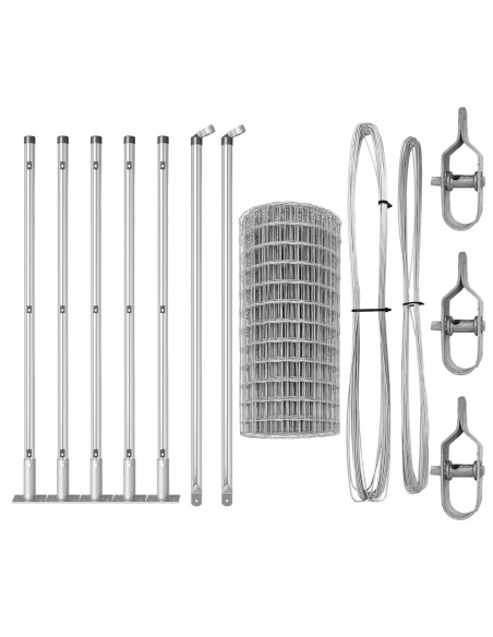Recinzione Euro  con 7 pali flangiati 0.4x10 m Acciaio zincato