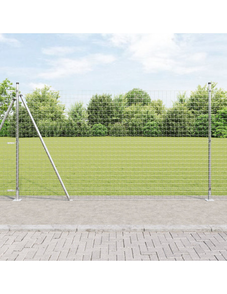 Recinzione Euro  con 7 Post Flangiati 1,4x10 m Acciaio Zincato