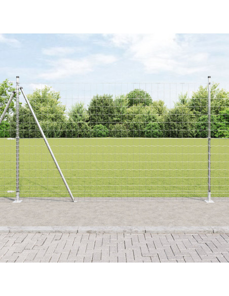 Recinzione Euro  con 7 Pali Flangiati 1.4x10 m Acciaio Zincato