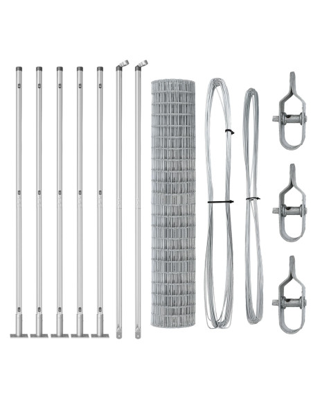 Recinzione Euro  con 7 post flangiati 1,5x10 m Acciaio zincato