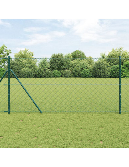 Recinzione in rete metallica  con 7 pali 1.5x10 m Acciaio zincato Verde