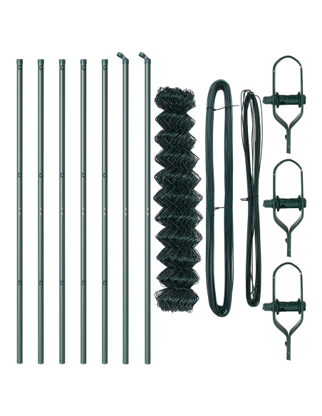 Recinzione in rete metallica  con 7 pali 1x10 m acciaio galvanizzato verde