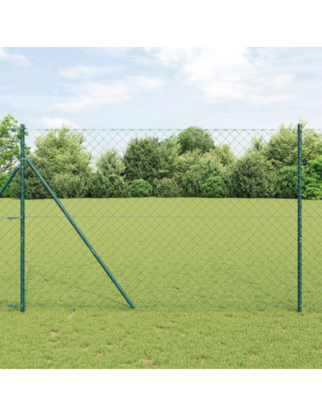 Recinzione a maglie metalliche  con 7 pali 1,6x10 m in acciaio zincato verde