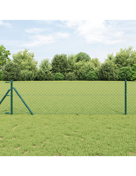 Recinzione a Maglie  con 13 Pali 0.6x25 m Acciaio Zincato Verde