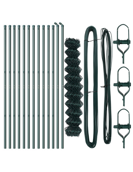Recinzione a Maglie  con 13 Pali 1.2x25 m Acciaio Galvanizzato Verde