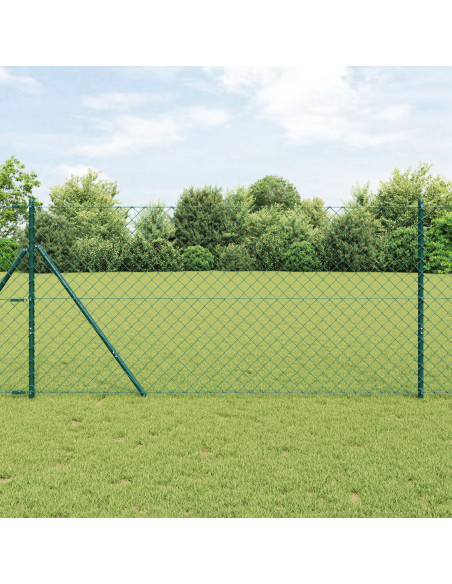 Recinzione in Rete Metallica  con 13 Pali 1.4x25 m Acciaio Galvanizzato Verde