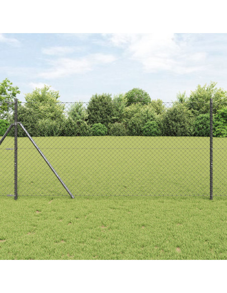 Recinzione In Rete Metallica  con 7 Post 1x10 m Acciaio Zincato Grigio