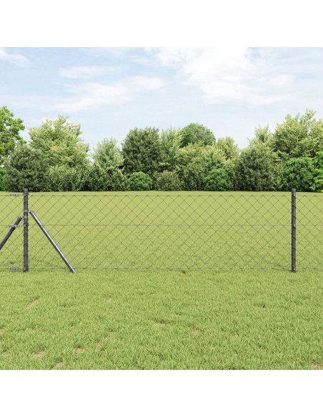Recinzione in Rete Metallica con 13 Poste 0.4x25 m Acciaio Galvanizzato Grigio