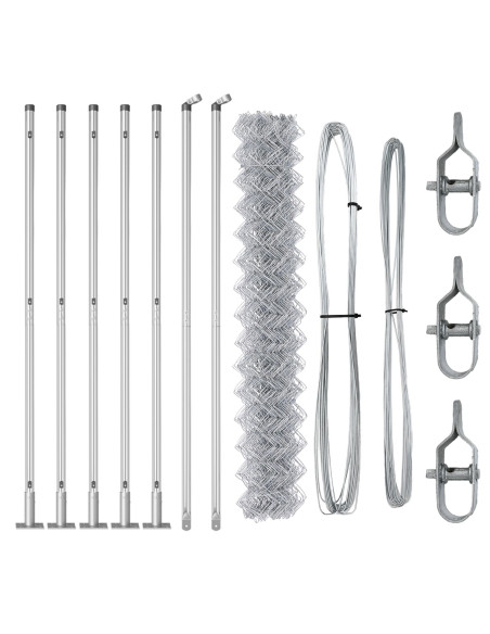 Recinzione in rete metallica  con 7 pali flangiati 1,5x10 m Acciaio galvanizzato