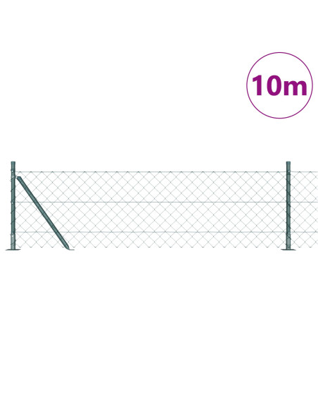 Recinzione in Rete Metallica con 7 Pali Flangiati 0,4x10 m Acciaio Zincato