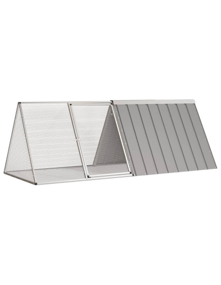 Gabbia per Conigli grigio 201,5x80,5x71 cm Acciaio Zincato