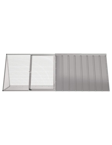 Gabbia per Conigli grigio 201,5x80,5x71 cm Acciaio Zincato