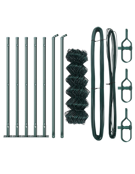 Recinzione a Catena  con 7 Pali Flangiati 0.4x10 m in Acciaio Zincato