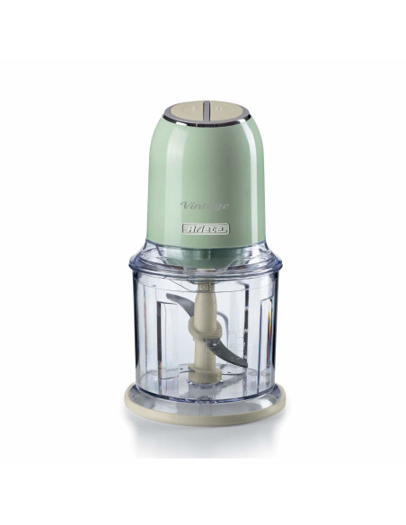 Ariete 438, Tritatutto Vintage, Chopper e Tritaghiaccio, 2 velocità, 4 lame in Acciaio Inox, Tazza graduata 600 ml, 400 W, Verd