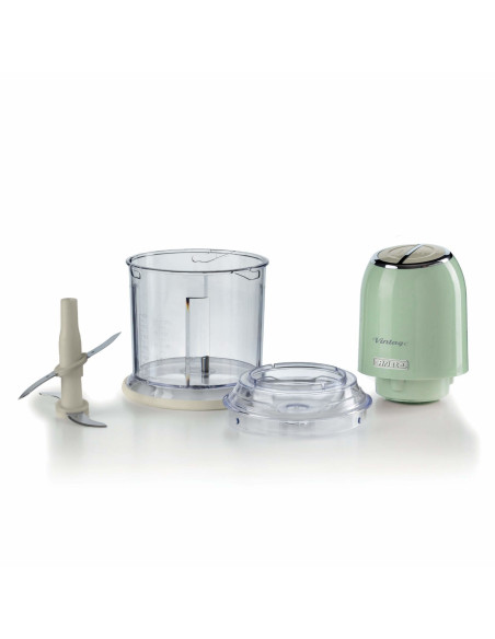 Ariete 438, Tritatutto Vintage, Chopper e Tritaghiaccio, 2 velocità, 4 lame in Acciaio Inox, Tazza graduata 600 ml, 400 W, Verd