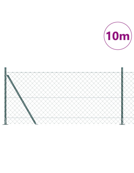 Recinzione a Maglie  con 7 Pali Flangiati 1x10 m Acciaio Zincato