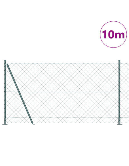 Recinzione in rete metallica  con 7 pali flangiati 1,2x10 m Acciaio zincato
