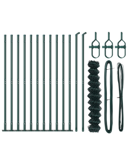 Recinzione a Catena  Set di 2 Verde Acciaio Verniciato 0.8 x 25 m