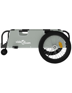 Rimorchio da Bici Grigio e Nero in Tessuto Oxford e Ferro